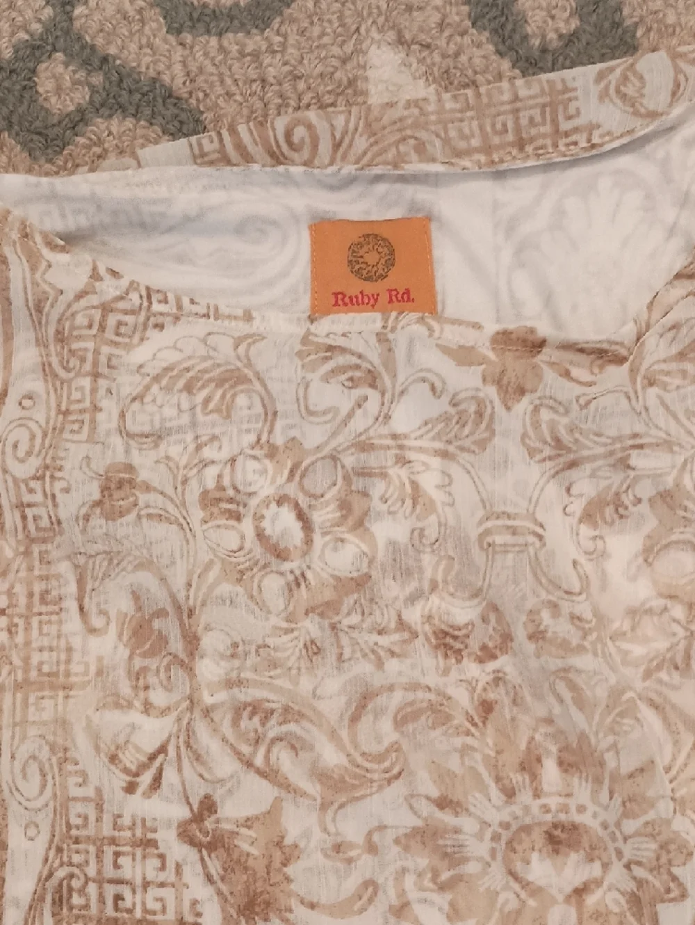 Ruby Rd. Cream and Tan Tunic - Picture 2 of 5